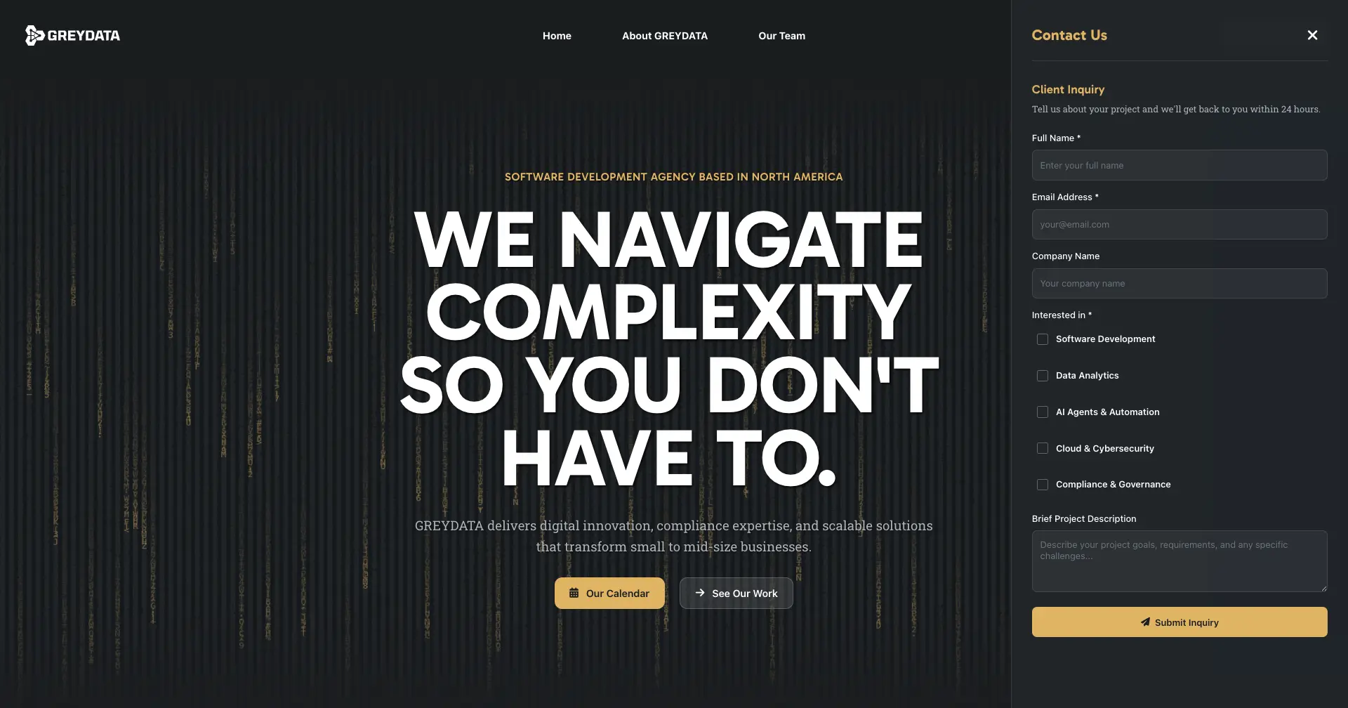 Side menu contact form